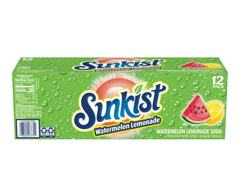 Sunkist Watermelon Lemonade Soda, 12oz cans, 12 pack