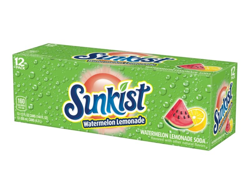 Sunkist Watermelon Lemonade Soda, 12oz cans, 12 pack