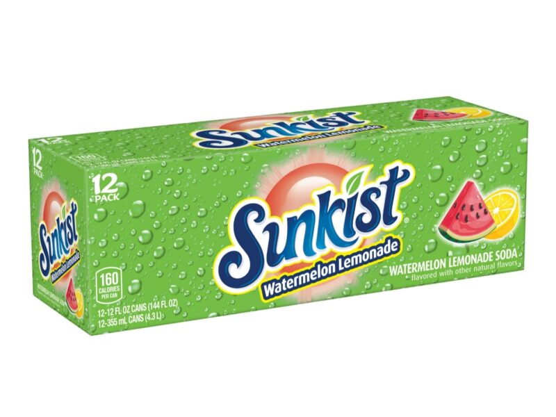 Sunkist Watermelon Lemonade Soda, 12oz cans, 12 pack