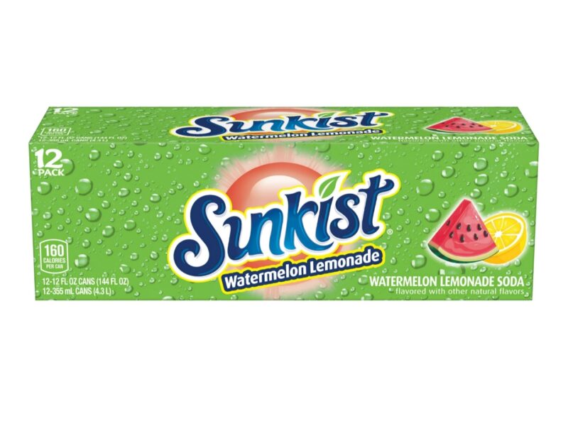 Sunkist Watermelon Lemonade Soda, 12oz cans, 12 pack