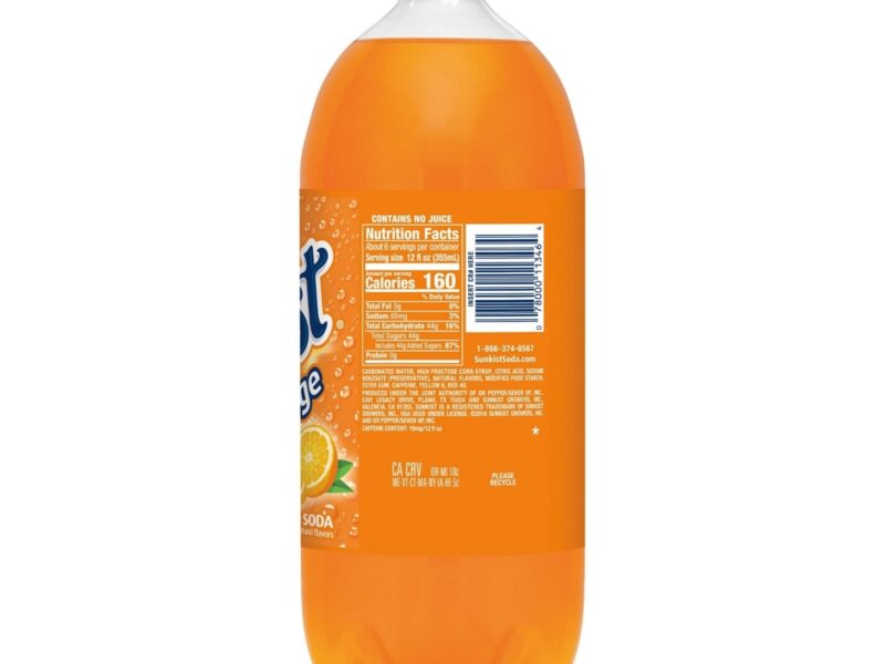 Sunkist Orange Soda Pop, 2L bottle