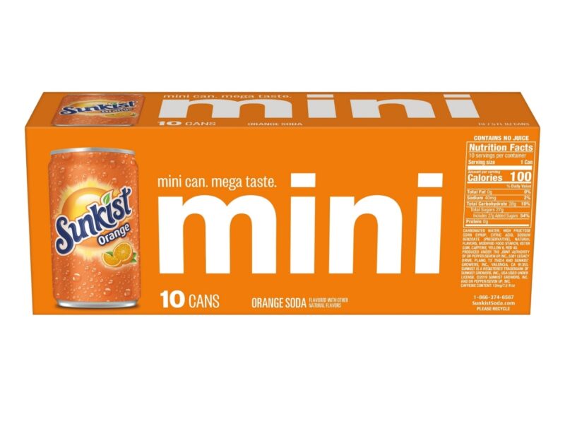 Sunkist Orange Mini Soda Pop, 7.5oz, 10 Pack Cans