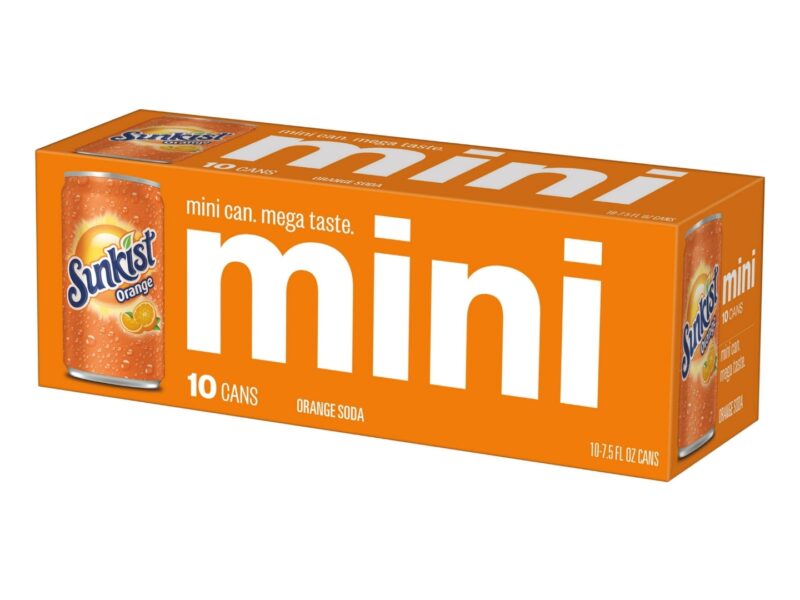 Sunkist Orange Mini Soda Pop, 7.5oz, 10 Pack Cans