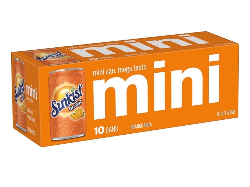 Sunkist Orange Mini Soda Pop, 7.5oz, 10 Pack Cans