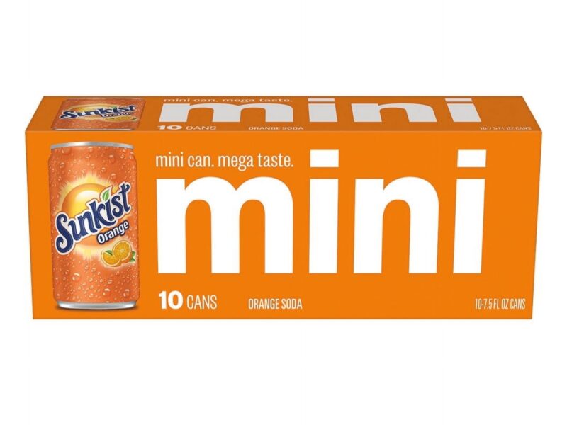 Sunkist Orange Mini Soda Pop, 7.5oz, 10 Pack Cans