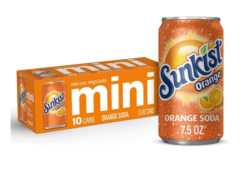 Sunkist Orange Mini Soda Pop, 7.5oz, 10 Pack Cans