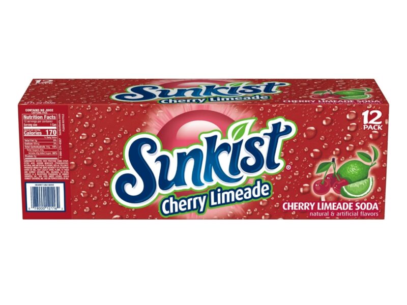 Sunkist Cherry Limeade Soda, 12oz Cans, 12 Pack