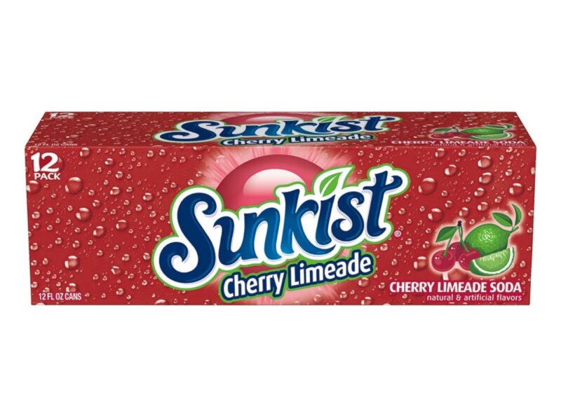 Sunkist Cherry Limeade Soda, 12oz Cans, 12 Pack