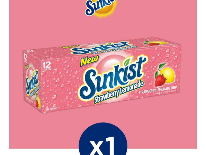 Sunkist Strawberry Lemonade Soda, 12oz Cans, 12 Count