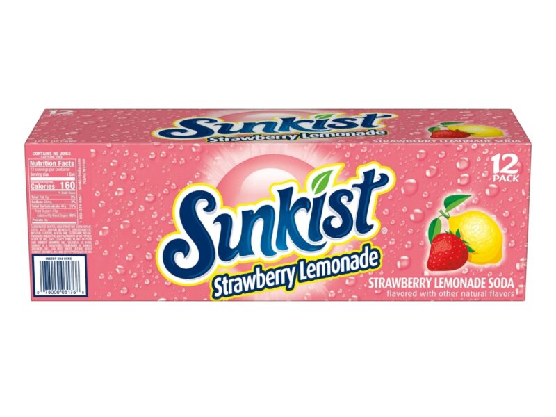 Sunkist Strawberry Lemonade Soda, 12oz Cans, 12 Count