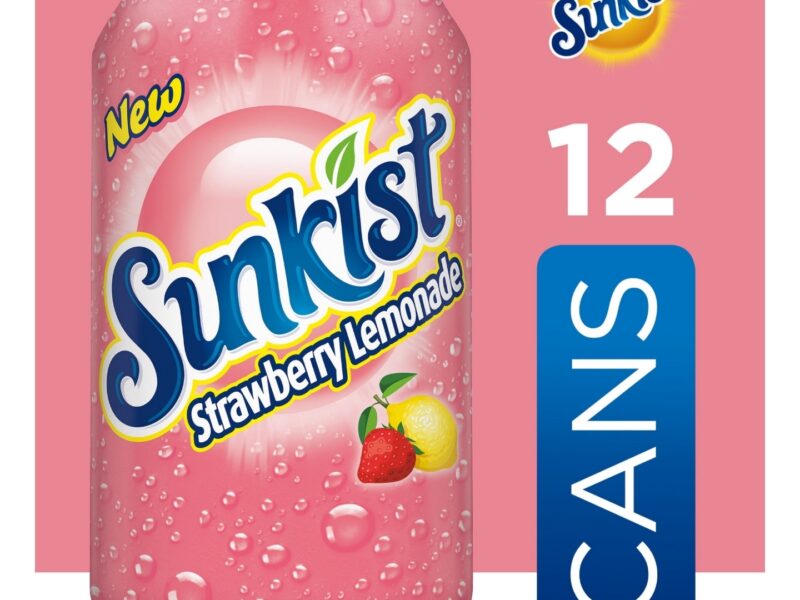 Sunkist Strawberry Lemonade Soda, 12oz Cans, 12 Count