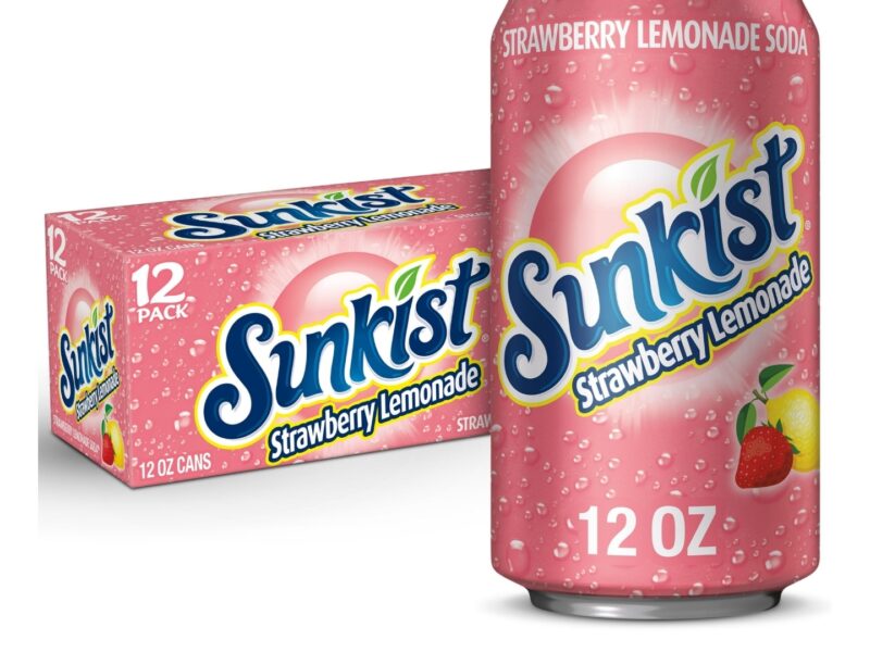 Sunkist Strawberry Lemonade Soda, 12oz Cans, 12 Count