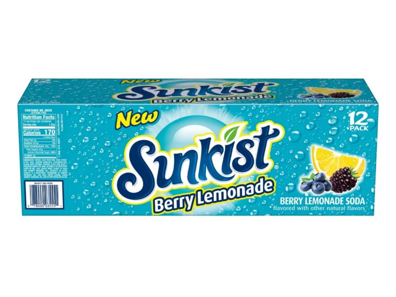 Sunkist Berry Caffeine-Free Lemonade Soda Pop, 12oz, 12 Pack Cans