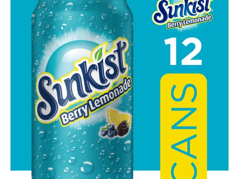 Sunkist Berry Caffeine-Free Lemonade Soda Pop, 12oz, 12 Pack Cans