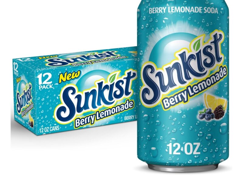 Sunkist Berry Caffeine-Free Lemonade Soda Pop, 12oz, 12 Pack Cans