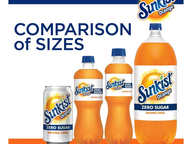 Sunkist Zero Sugar Orange Soda Pop, 2 L bottle