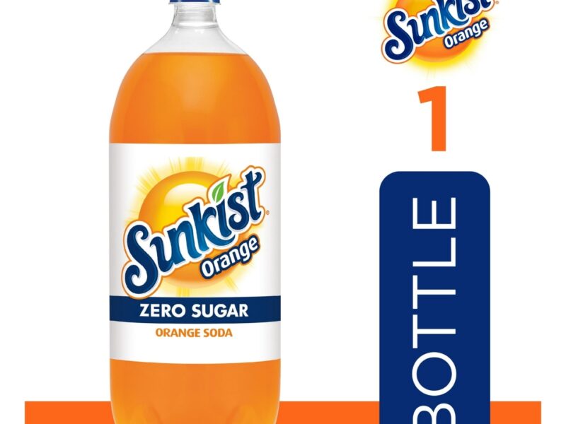 Sunkist Zero Sugar Orange Soda Pop, 2 L bottle