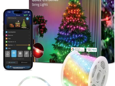 Govee Christmas Lights, Smart RGBIC Christmas Decorations Lights, 99+ Scene Modes, 33ft with 100 LEDs String Lights, IP65 Waterproof, Sync with Music, Works with Alexa, Indoor Outdoor Lighting Decor