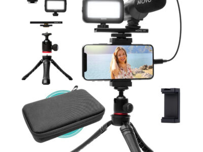 Movo iVlogger Vlogging Kit for iPhone with Mic, Light, Tripod, and More
